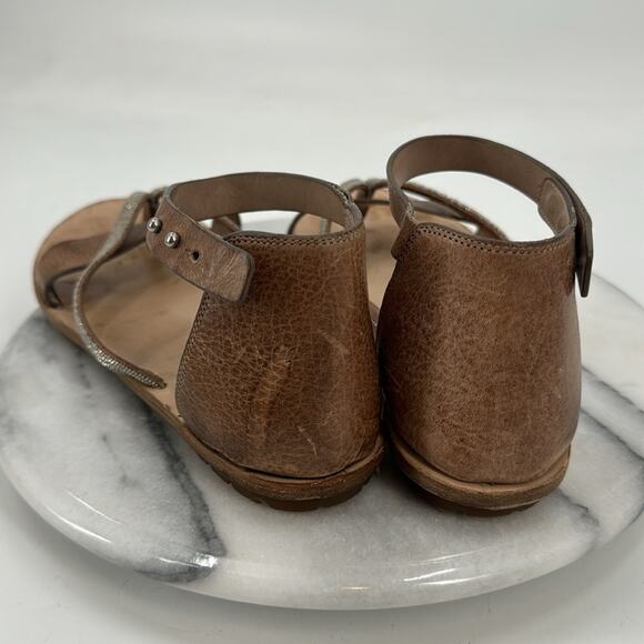 Brunello Cucinelli tan leather multi strap sandals - Picture 3 of 8